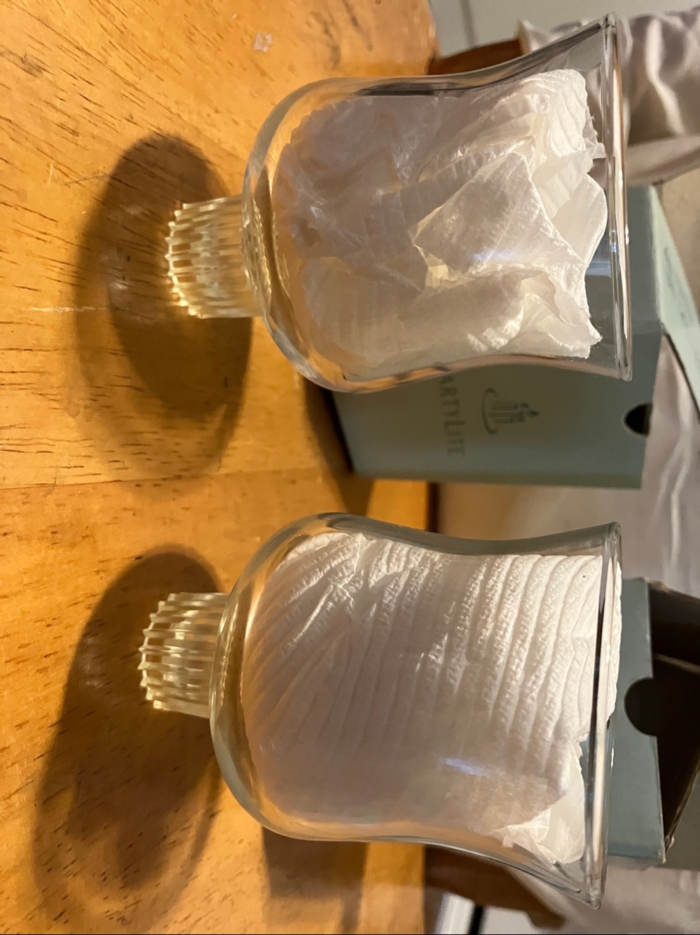 New.  Set of 2. Partylite glass 3” tulip style candle holders.  Perfect - Picture 2 of 8